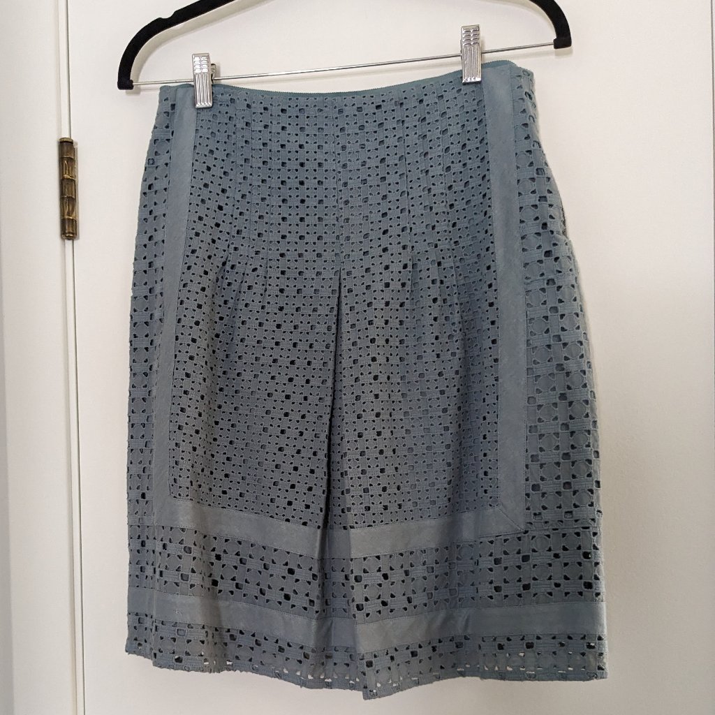 Elie Tahari Blue Eyelet Skirt
